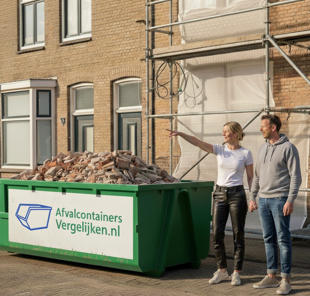 Afvalcontainer netjes geplaatst voor de deur